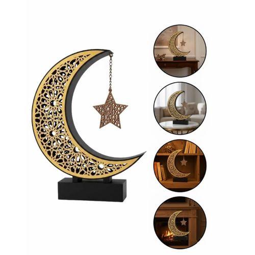 3d Hilal Yıldız Dekor 23x23 Cm Ramazan Özel Masa Üstü Süs