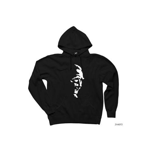 Mustafa Kemal Atatürk Silüet Siyah Kapşonlu Sweatshirt Hoodie