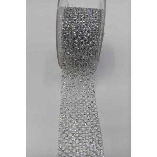 Gümüş File Simli Organze Kurdele 4Cm