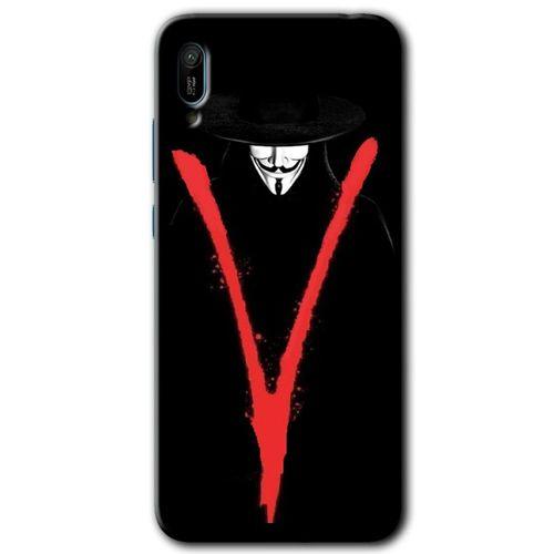 Potkal Hediye Fabrikası Huawei Y6 2019 Kılıf HD Desen Baskılı Arka Kapak - V for