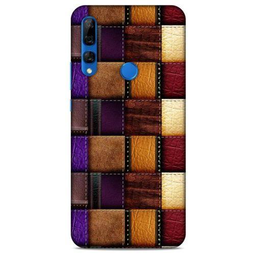 Huawei Y9 Prime 2019 Kılıf Patchwork (13) Silikon Kap Mor Turuncu