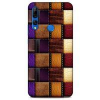 Huawei Y9 Prime 2019 Kılıf Patchwork (13) Silikon Kap Mor Turuncu