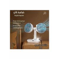 Masaüstü Dijital Ekranlı Çift Fanlı Led Işıklı Soğutucu Fan Ev Ofis Şarjlı Vantilatör