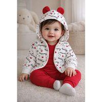 Kalp Desenli Kulaklı 3 Lü Kız Bebek Takımı