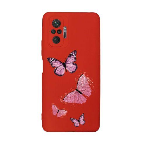 Xiaomi Redmi Note 10 Pro Max Uyumlu Pembe Kelebekler Desenli Premium Silikonlu Lansman Telefon Kılıf