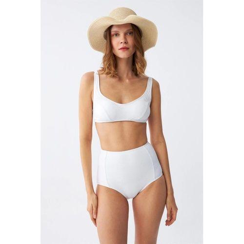 Kadın Basic Beyaz Pedli Yüksek Bel Bikini Takımı