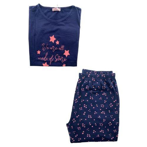 Kadın Battal Yıldız Desenli Kısa Kollu Pijama Takım - 5513 - STLLA PNK