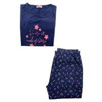 Kadın Battal Yıldız Desenli Kısa Kollu Pijama Takım - 5513 - STLLA PNK