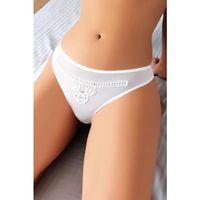 Beyaz Nakış Desenli Taşlı Fantezi Tanga String