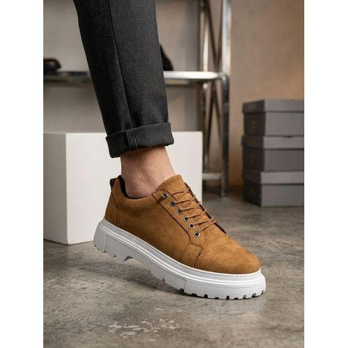 BA0245 Taba Süet Akıllı Lastik Bağcık Yüksek Taban Günlük Erkek Ayakkabı