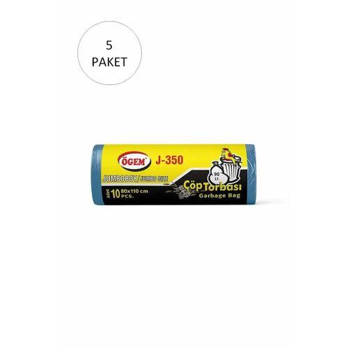 J-350 Jumbo Boy Çöp Torbası 80 x 110 cm 10 Lu Rulo x 5 Paket = 50 Adet (Mavi)