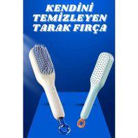 Kendi Kendini Temizleyen Otomatik Tuşlu Saç Tarağı Dolaşık Açıcı Masaj Fırçası Silikon Fırça