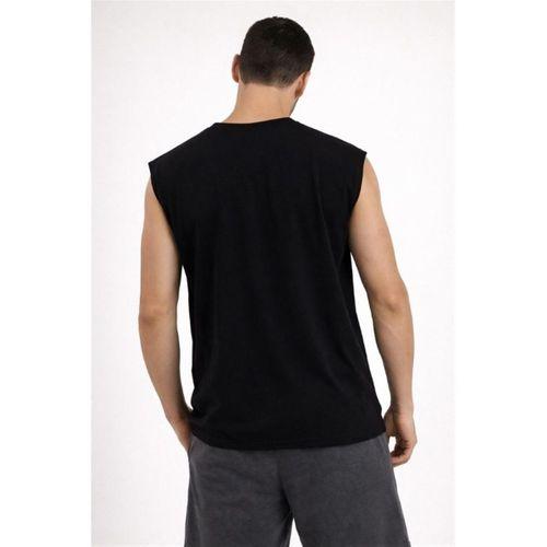 Mantius Oversize Bisiklet Yaka Erkek Atlet Kolsuz T-Shirt - Siyah