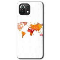 MRCİLETİSİM Xiaomi Mi 11 Lite Kılıf Baskılı Kapak - Dünya Haritası + 5D Tam Kaplayan Cam