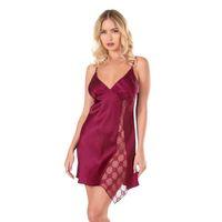 Bordo Kısa Saten Gecelik