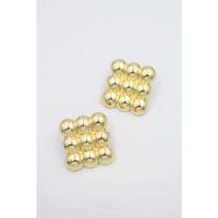 Metal Kare Küpe - Altın