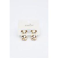 Mineli Ayıcık Küpe - Beyaz