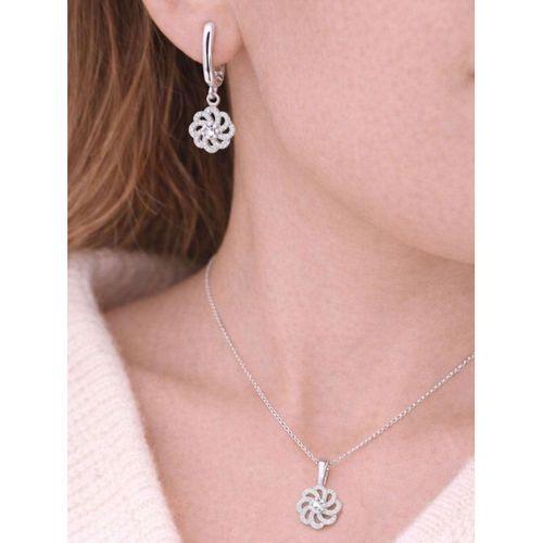 925 Ayar Aster Çiçeği Zirconia Taşlı Işıltılı Kolye Küpe Set