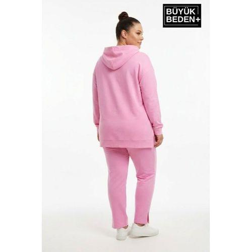 Büyük Beden Kapşonlu NY Newyork Baskılı Tunik ince Sweatshırt  SPR26BTK991-1