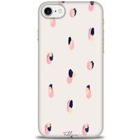 iPhone SE 2020 Kılıf HD Baskılı Kılıf - Pembe Lacivert + Tam Ekran Koruyucu