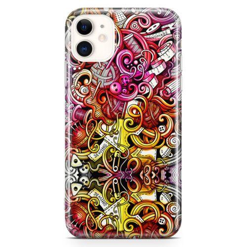 Apple iPhone 11 Kılıf Örgücü Doodle Arka Kapak Koruma Desenli Full Koruyucu