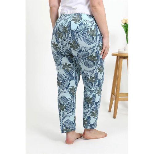 Kadın Pamuklu Büyük Beden Alt Pijama Mavi