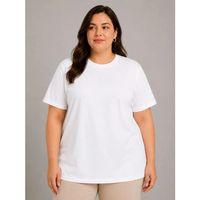Battal Big Size Basic Tişört Bisiklet Yaka Rahat Kalıp T-Shirt - Beyaz