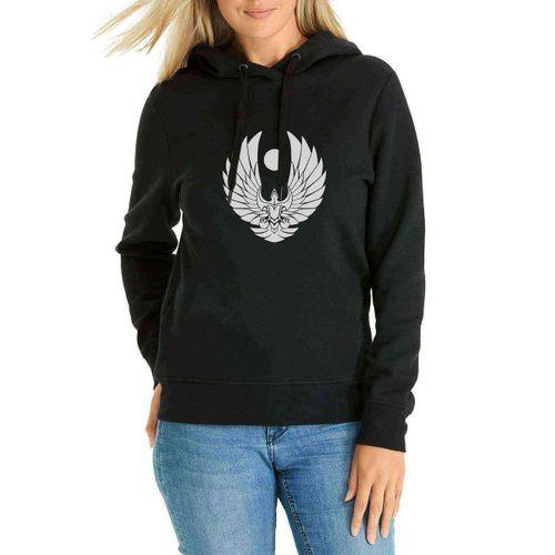 Trek Online Romulan Klingon Logo Baskılı Siyah Kadın Kapşonlu Sweatshirt