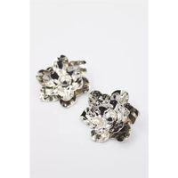 Metal Çiçek Küpe - Gümüş