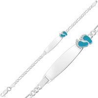 Kişiye Özel Mavi Ayak İzi Gümüş Bebek Künyesi