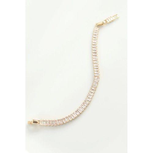 Pirinç Zirkon Taşlı Gold Renk Su Yolu Bileklik