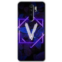 Xiaomi Redmi Note 8 Pro Kılıf Baskılı Arka Kapak - Dark Neon Yaprak V Harfi +Tam Ekran Koruyucu