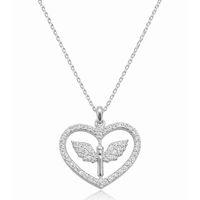 Gümüş Mikail Meleği Figürlü Kalp Kadın Kolye
