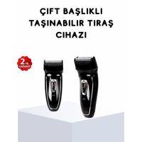 Kablosuz Tıraş Makinesi Çift Başlıklı Kuru Tıraş Folyo Başlık Şarj Göstergeli