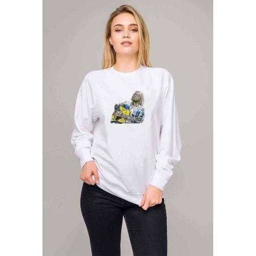 Eric Clapton Gitar Muzik Baskılı Beyaz Kadın Sweatshirt