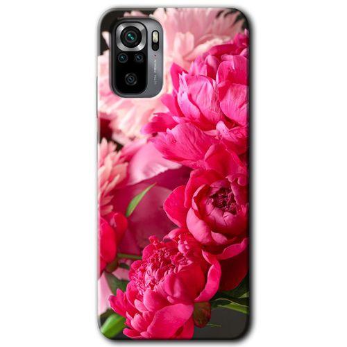 MRCİLETİSİM Xiaomi Redmi Note 10 Kılıf Kapak - Kırmızı Beyaz Gül +Hayalet Ekran Yandan Gözükmez