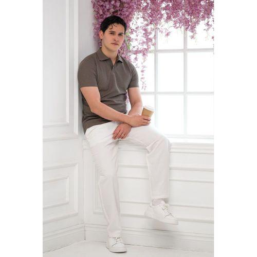 Slimfit Spor Örgü Kumaş Tek Düğme Polo Yaka T-shirt