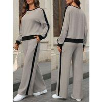 Kadın Uzun Kollu Bisiklet Yaka şardonlu Kaşkorse Bluz Ve Pantolon Ikili Takım