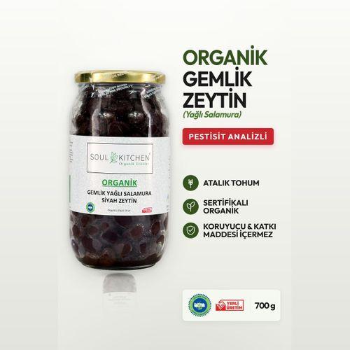 Organik Gemlik Yağlı Salamura Siyah Zeytin 700gr