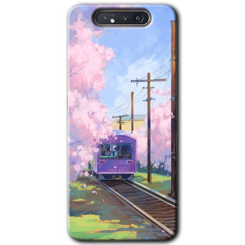 Samsung Galaxy A80 Kılıf Baskılı Kapak - Rails Paint + 5D Tam Kaplayan Cam