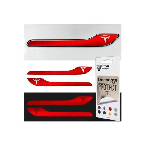 Tesla Model 3 - Y Için Özel Kesim Tesla Logolu Kapı Kolu REFLEKTİF Sticker Seti (4'lü Set)