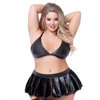 Büyük Beden Fantezi Sütyen Ve Pileli Mini Etek Takımı