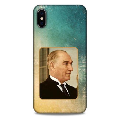 Apple iPhone XS Max Kılıf Atatürk (27) Tasarımlı Kılıf Sarı Yeşil