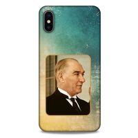 Apple iPhone XS Max Kılıf Atatürk (27) Tasarımlı Kılıf Sarı Yeşil