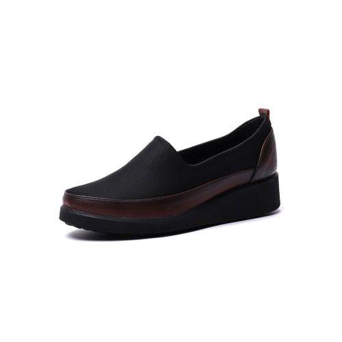 KUUM LONDON K152509 Bordo Siyah Dolgu Taban Kadın Ayakkabı