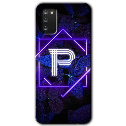 MRCİLETİSİM Samsung Galaxy A02s Kılıf Baskılı Kapak - Dark Neon Yaprak P Harfi +Tam Ekran Koruyucu