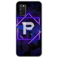 MRCİLETİSİM Samsung Galaxy A02s Kılıf Baskılı Kapak - Dark Neon Yaprak P Harfi +Tam Ekran Koruyucu