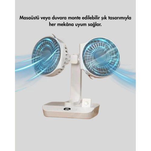 4 Kademeli Hız Ayarlı Usb Şarjlı Çift Taraflı Masaüstü Vantilatör