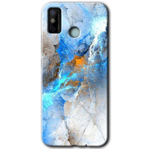 Tecno Spark 6 Go Kılıf HD Desen Baskılı Arka Kapak+Temperli Cam - Mavi Buzul