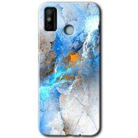 Tecno Spark 6 Go Kılıf HD Desen Baskılı Arka Kapak+Temperli Cam - Mavi Buzul